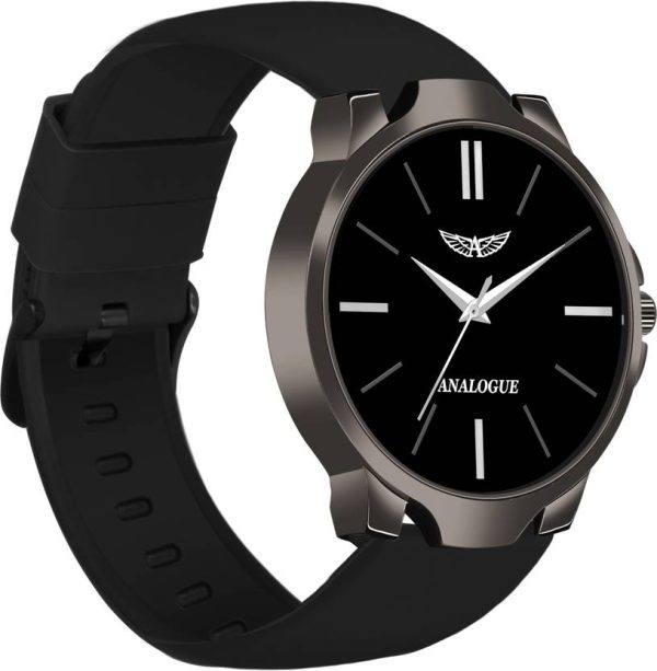 Minimalist Slim Series | Smart Watch Strap | Smart Clip | Soft Silicon | Boys Analog Watch  - For Men ANLG-904-BLACK-BLACK-SC