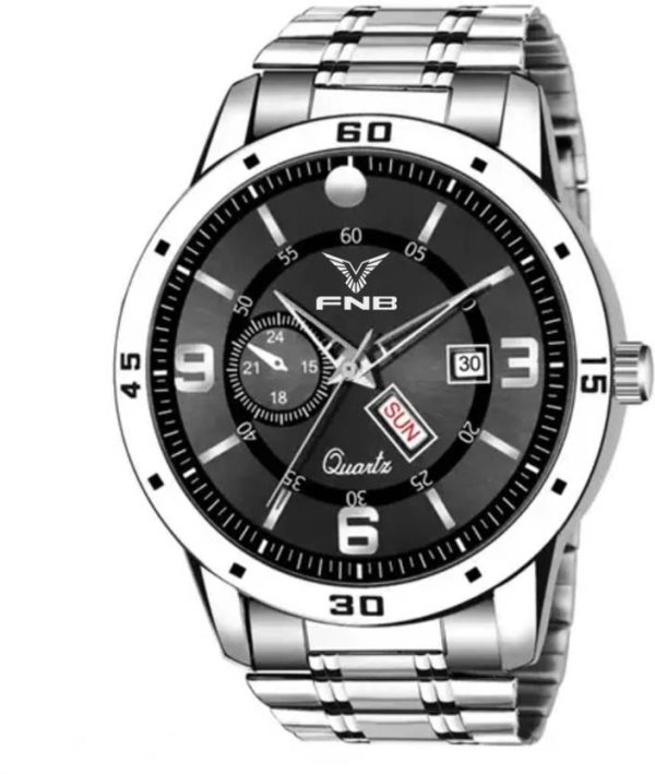 Elegant Black Dial Day And Date Functioning Watch Analog Watch  - For Men FN-1105