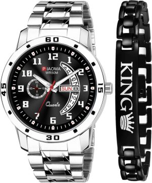 Day And Date Functioning High Quality Combo Of King Printed Bracelet Analog Watch  - For Men PWRM-King