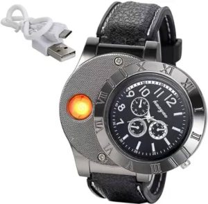 Rechargeable Watch Cigarette Lighter USB Cigarette Watch Lighter Analog Watch  - For Men & Women Watch Lighter