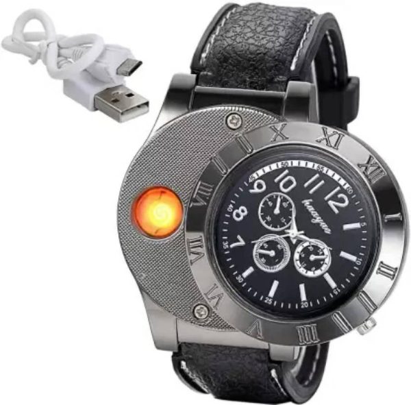 Rechargeable Watch Cigarette Lighter USB Cigarette Watch Lighter Analog Watch  - For Men & Women Watch Lighter