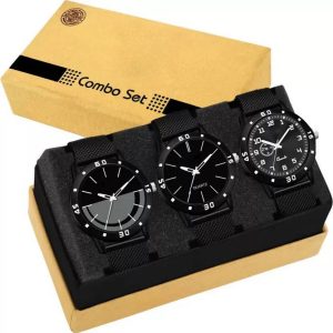 Fast Selling Wrist Watch Analog Watch  - For Boys All Black Pack Of 3 Rubbers Strap Combo Watches For Boy and Men watch