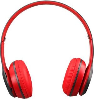 Worricow 100%High Quality P-47 Bluetooth Wireless Headset|3D Stereo Sound Bluetooth & Wired??(Red, On the Ear)