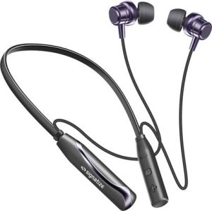 SIGNATIZE Neckband Bluetooth Headphones with 55 Hours Playtime with 10mm Drivers, BT 5.3v Bluetooth & Wired??(Purple, In the Ear)