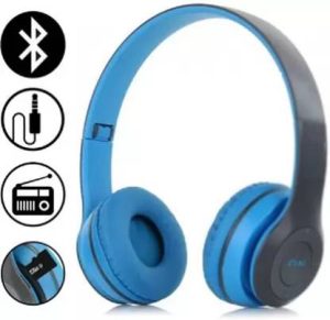 Techpunch NEW TRENDING BLUETOOTH HEADPHONE WITH MIC FOR MUSIC, MOVIE & GAMING. Bluetooth & Wired??(Blue, On the Ear)