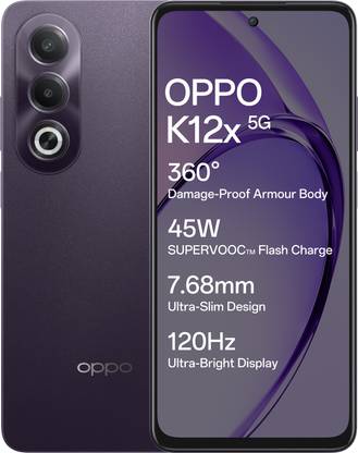OPPO K12x 5G with 45W SUPERVOOC Charger In-The-Box (Midnight Violet, 128 GB)??(6 GB RAM)