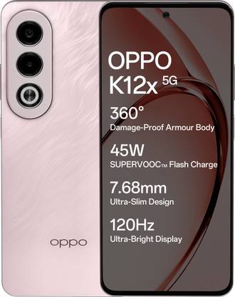 OPPO K12x 5G with 45W SUPERVOOC Charger In-The-Box (Feather Pink, 128 GB)??(6 GB RAM)