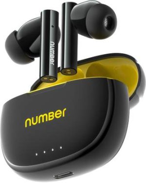 Number Navo Buds X1 w/ 50H Playtime, Dual Pairing, 13mm Speakers, ENC, 45ms Low Latency Bluetooth??(Black Sun, In the Ear)