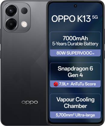OPPO K13 5G with 7000mAh and 80W SUPERVOOC Charger In-The-Box (Prism Black, 128 GB)??(8 GB RAM)