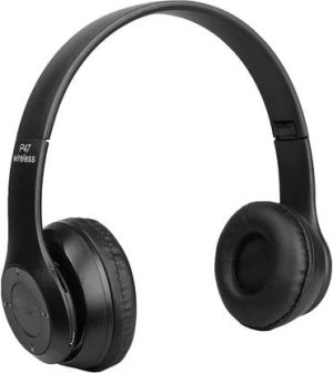 icall P47 Wireless headphone with Mic & SD Card Support and AUX Connectivity Bluetooth & Wired??(Black, True Wireless)