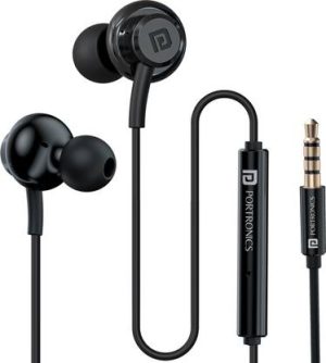 Portronics Conch Gama Earphone,1.2m Tangle Free Cable, Mic, 3.5mm Aux Port Wired Gaming??(Black, In the Ear)