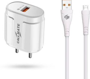 Callmate 12 W Qualcomm 3.0 3.1 A Wall Charger for Mobile with Detachable Cable??(White, Cable Included)